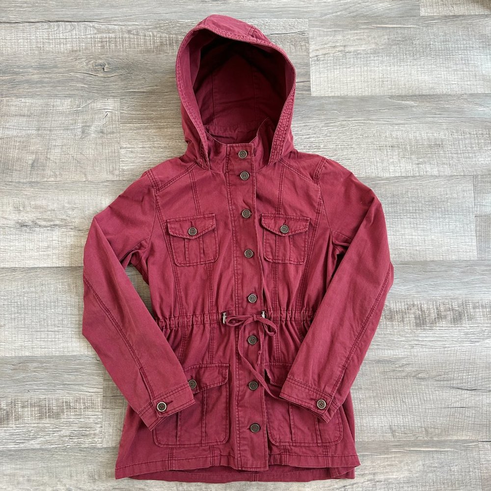 Mine Fitted Utility Jacket with drawstring in Nantucket Red (size S)